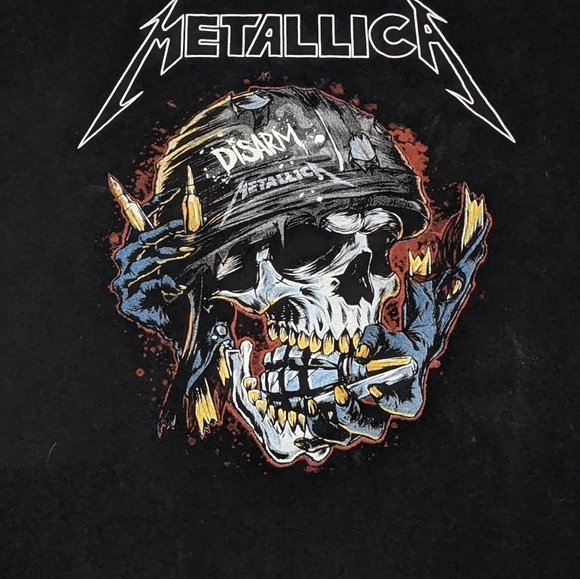 Metallica T Shirt Graphic Print Skull Disarm Black Metal Band Tee - Picture 1 of 2